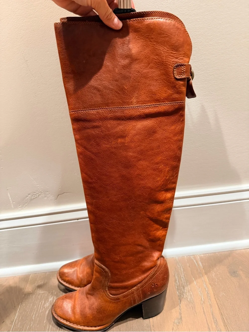 Frye knee high Lucinda slouch in cognac 8m